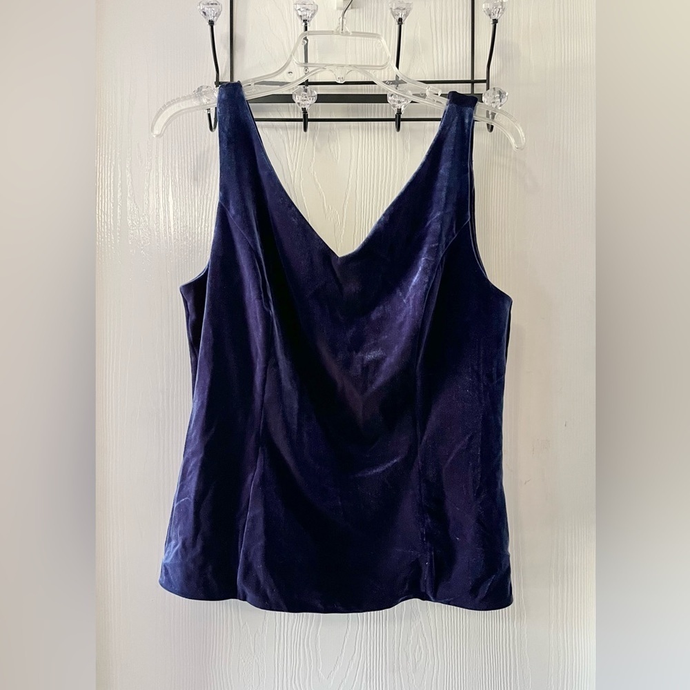 White House Black Market Deep Blue Velvet Crop Camisole